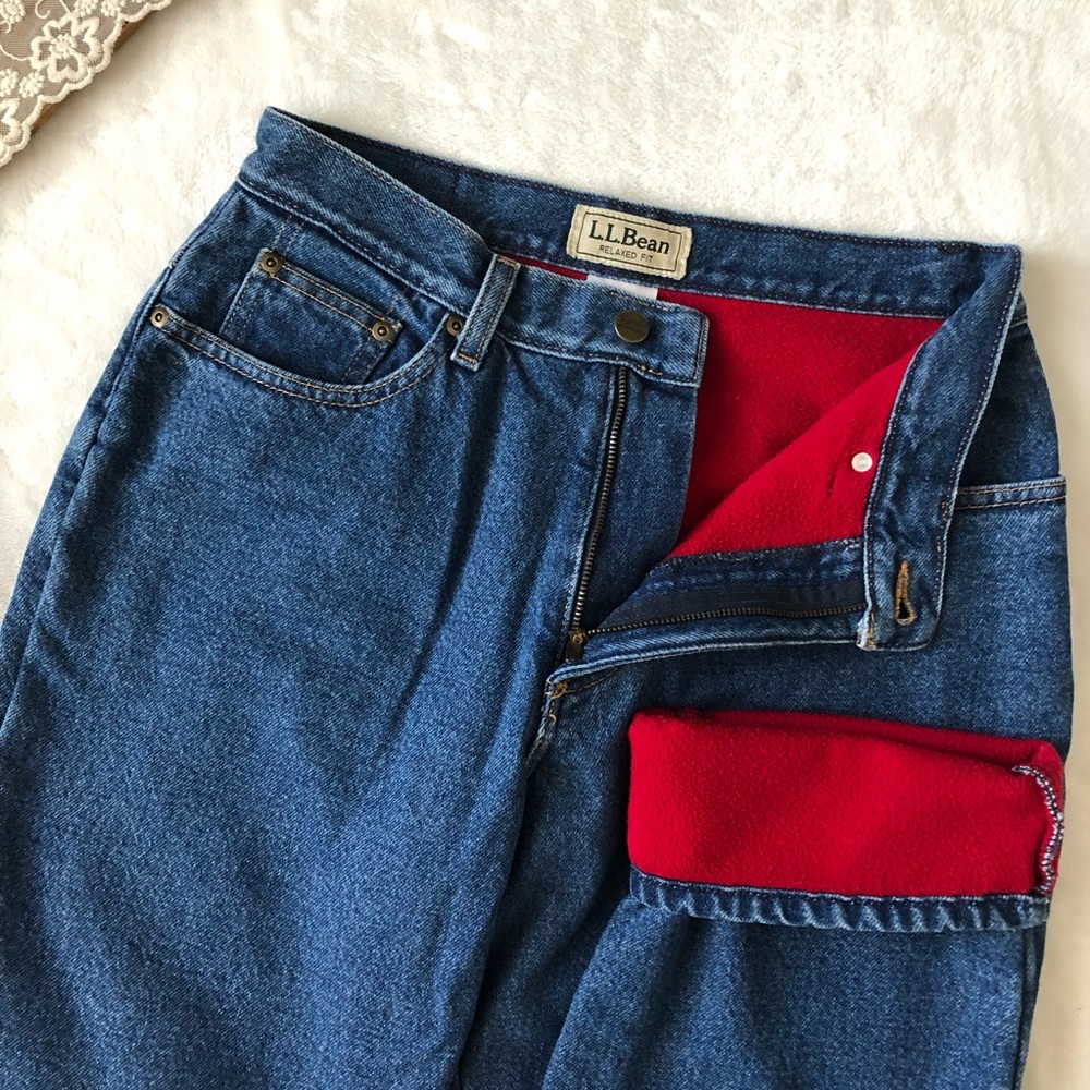L. L. Bean Flannel Lined High Waisted Jeans
